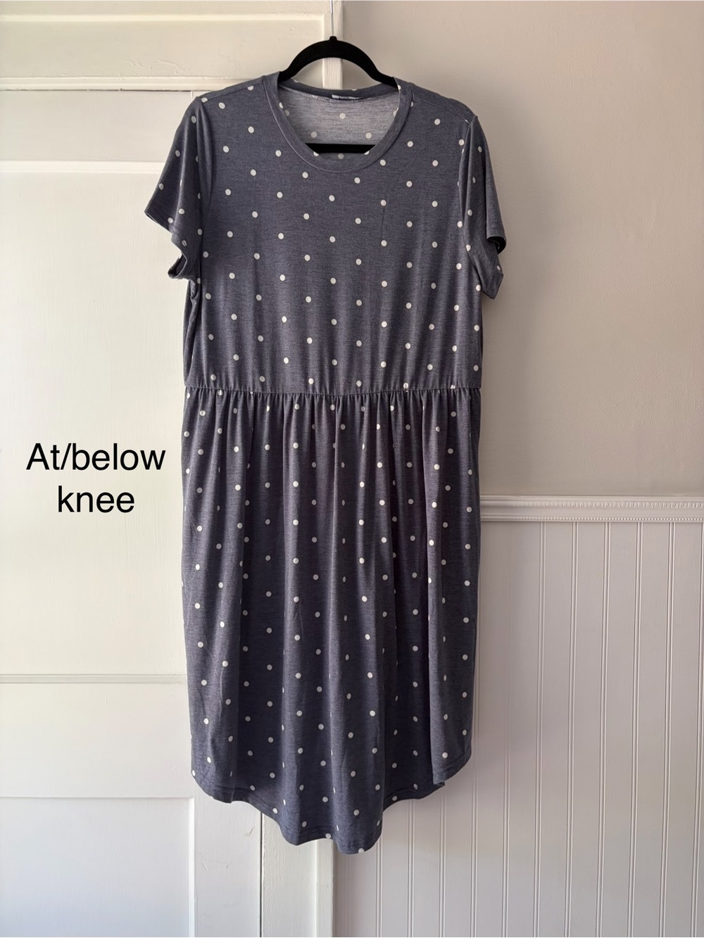 Girls Polka Dot Short Sleeve Knit Dress - Gray